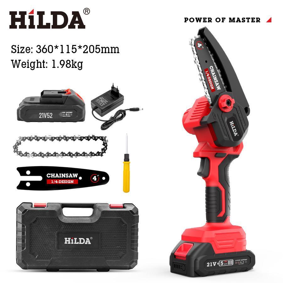 6-inch Cordless Electric Chainsaw with Rubberized Grip, Lithium Battery-Powered, Mini Woodworking & Logging Saw for Garden Tools