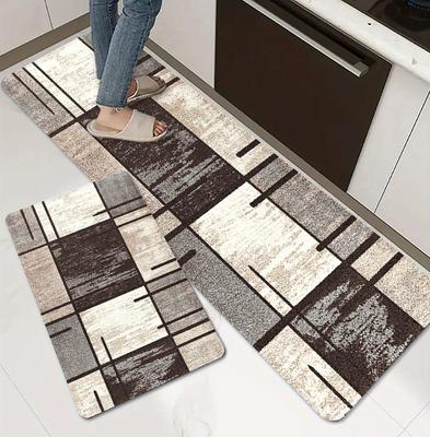 Geometric Abstract Kitchen Mat Soft Thickened Kitchen Floor Mat Waterproof Non-slip Oil-proof Floor Mat Runner Rug