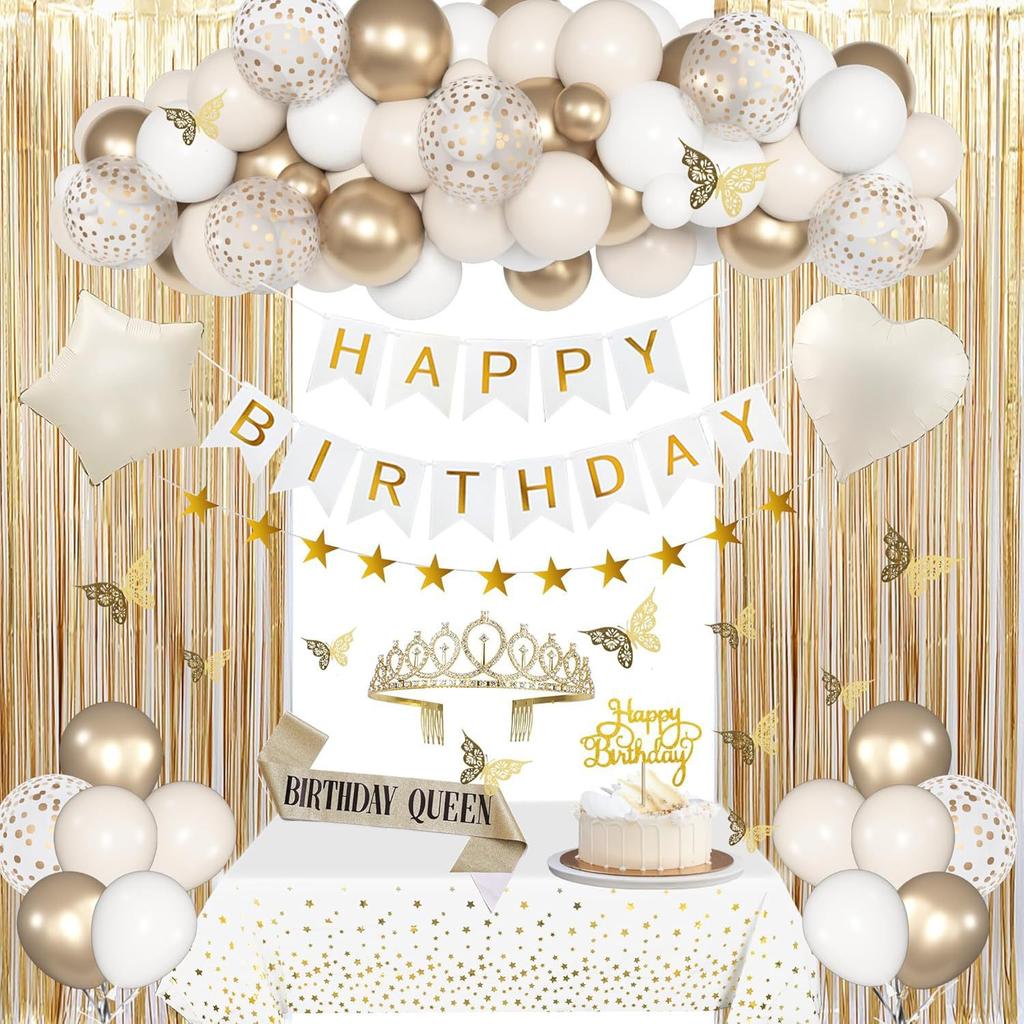 Birthday Party Decorations Rain Curtain Background Flag Cake Power Strip Paper Flower Ball Aluminum Film Balloon Set