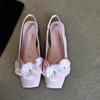French Flower Shallow Mouth Single Shoes Female Spring and Summer 2025 New Fairy Wind Bag Head Rear Empty Flat Sandals