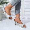 Mode 2025 Neue Mode Sommer Damen Sandalen Eckige Zehenpartie Damen Absatz Pantoletten Sexy Hohe Absätze Sandale Hausschuhe Weibliche Designer Damenschuhe