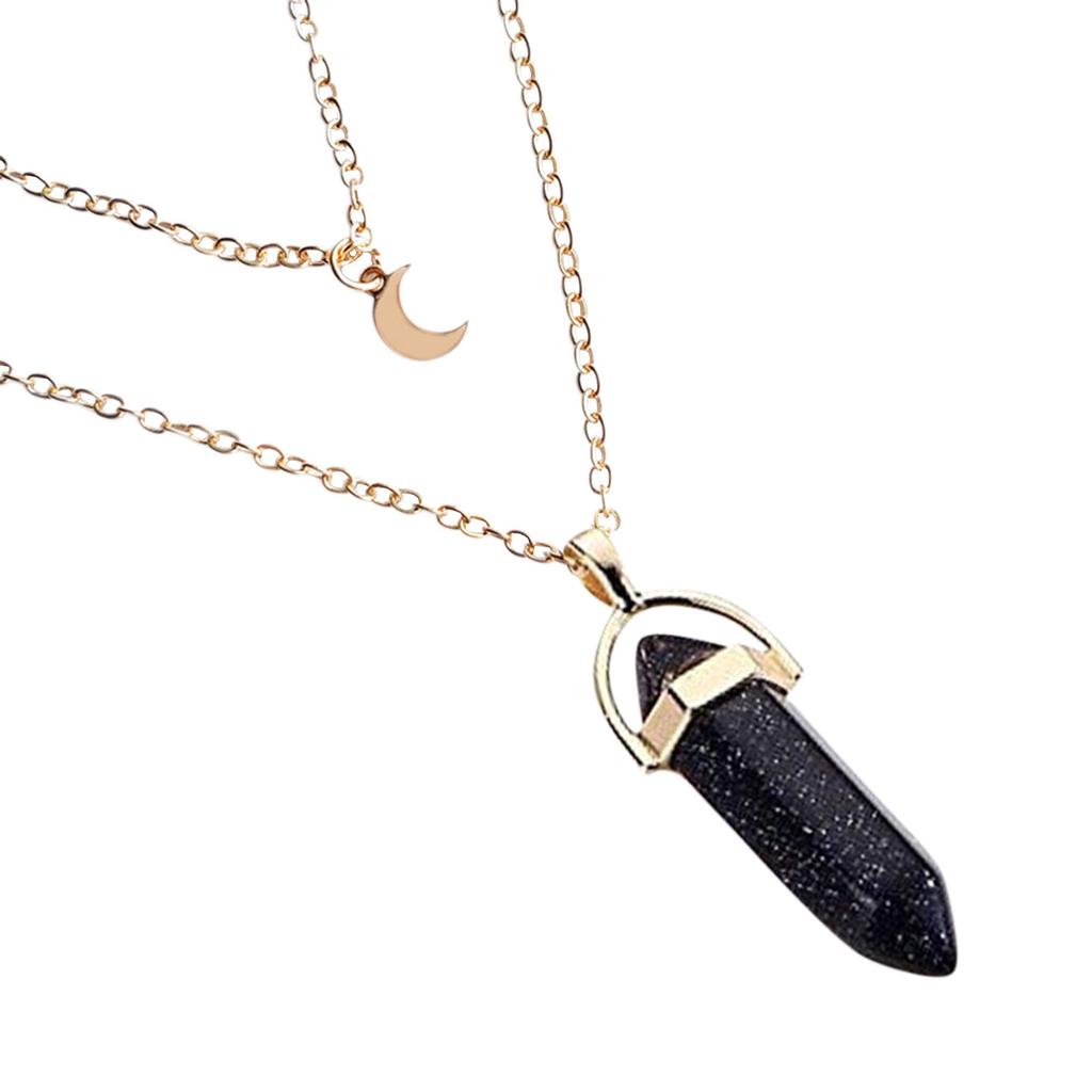 Multi Layered Necklace Hexagonal Bullet Gothic Natural Stone Moon Supernatural Pentagram Choker Pendant Women Gifts