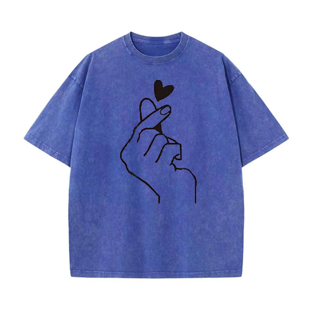 Men’s and Women’s Harajuku Graphic T-Shirt Love Heart Print Ulzzang Korean Style Tops Oversized Tee Short Sleeve