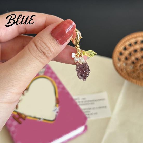 Decorative Keyring Charm Keychain Pendant Grape Bunch Shape Purse Pencil