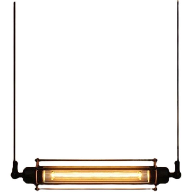 Vintage Industrial Wrought Iron Pendant Lamp with Edison-Style Energy-Saving Tube for Coffee Shop or Bedroom