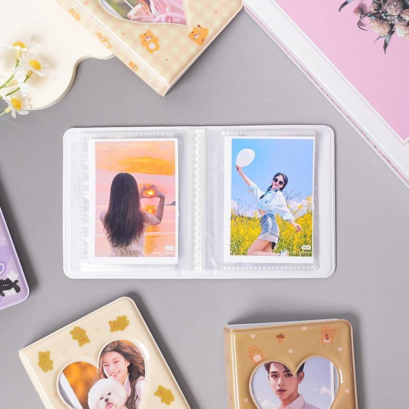 Mini Photo Album Kpop Korea Idol Star Chasing Binder Photocard Holder 3 Inch Love Heart Hollow Picture Storage Album Case