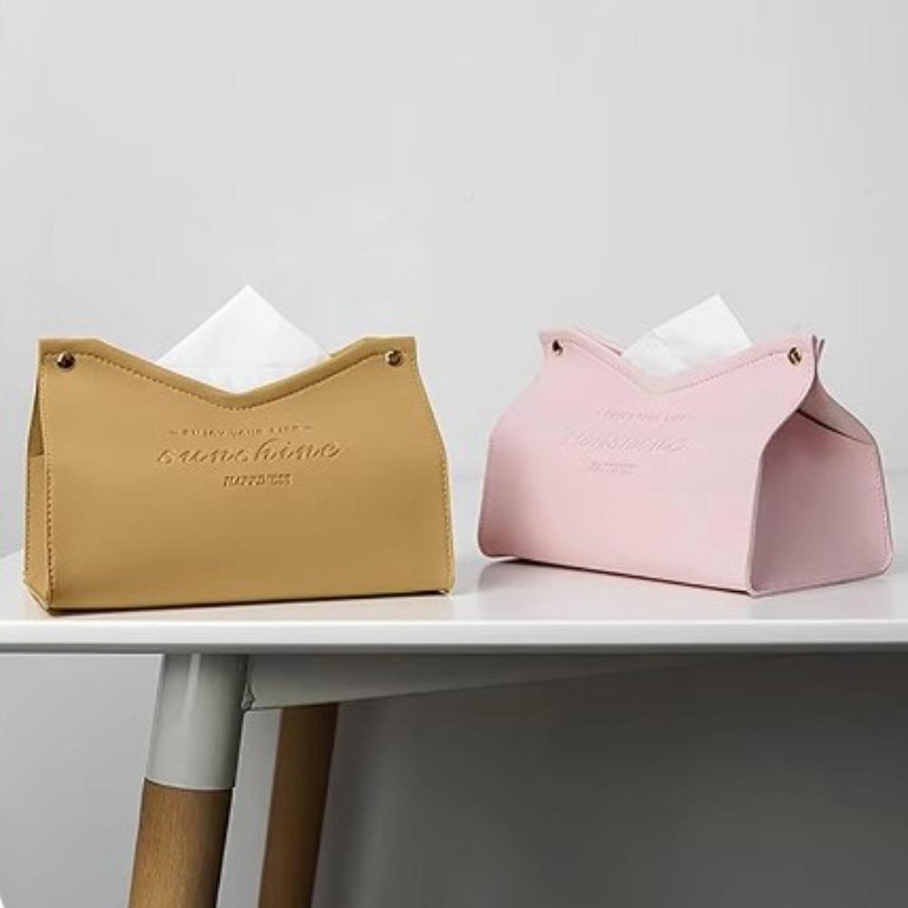 PU Leather Napkin Holder Solid Color Toilet Paper Case Waterproof Tissue Paper Storage Bag  Car