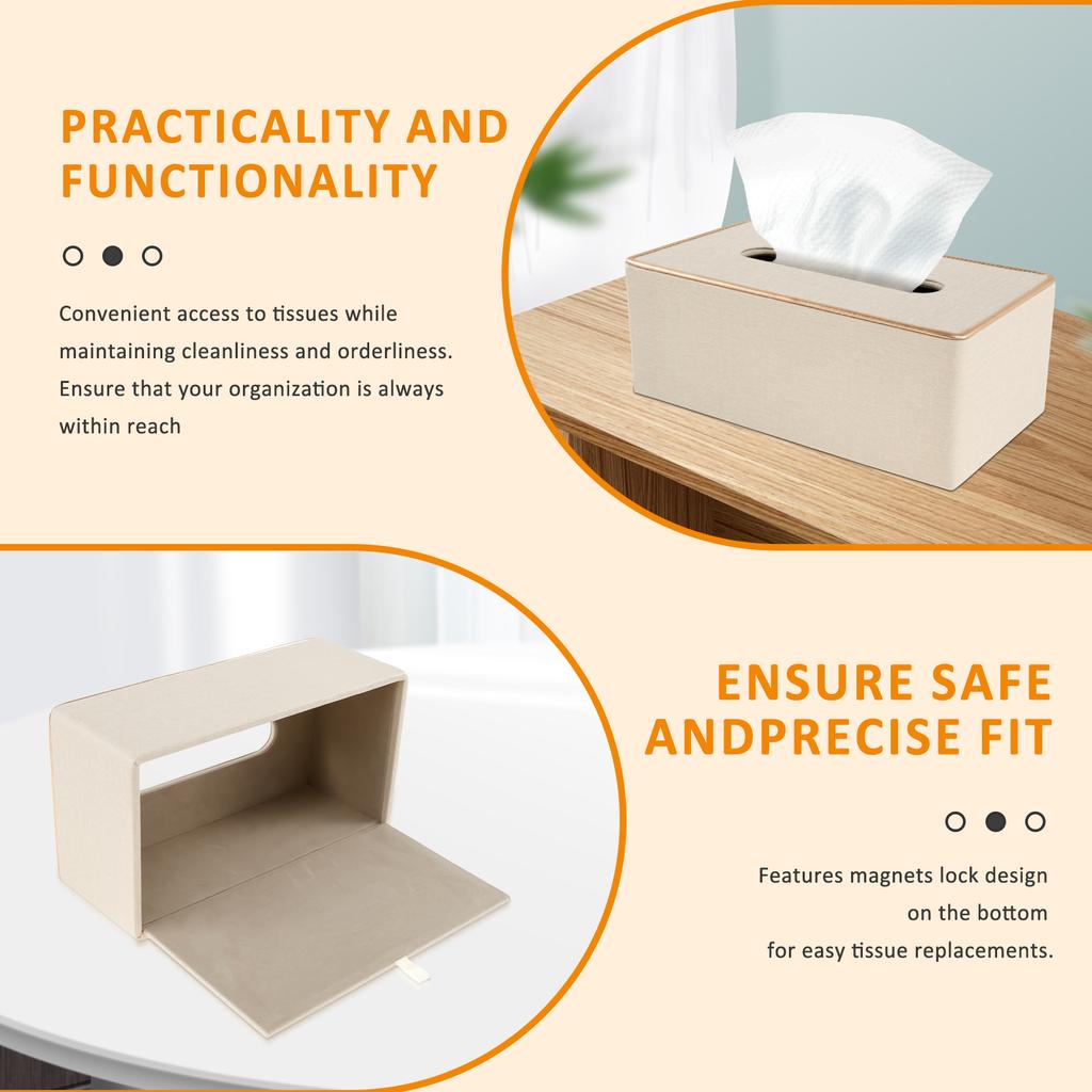 Tissue Box PU Leather Square Tissue Box Paper Box Container Napkin Holder Tissue Storage Box Home Table Decoration for Bathrooms