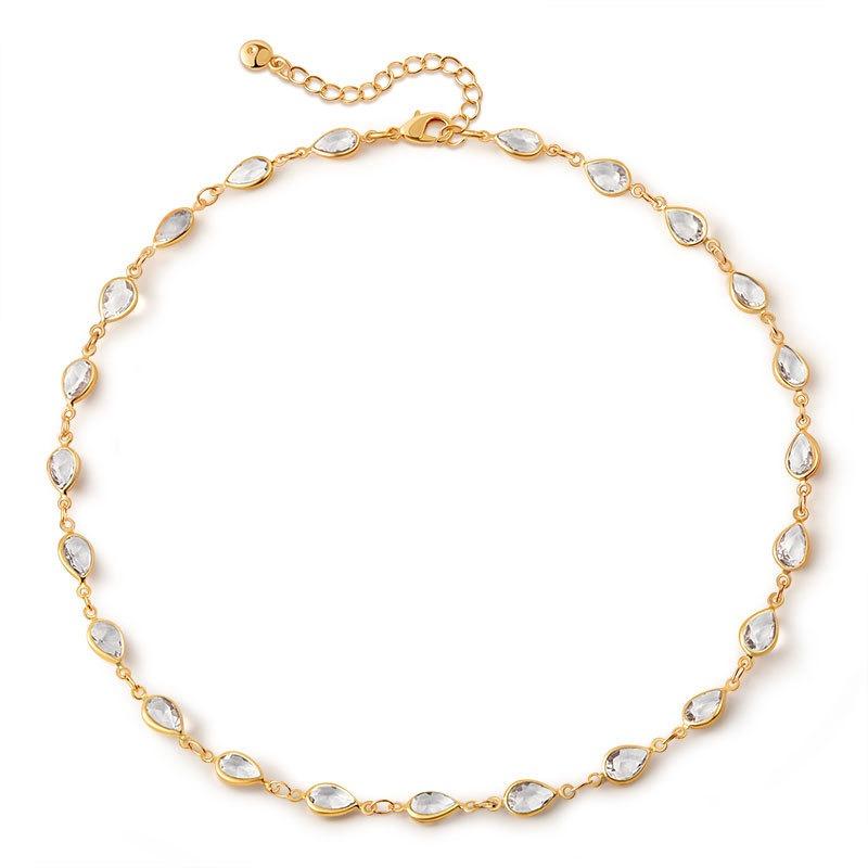 Modische Gold Tränentropfen Schwarzes Glas Schlüsselbein Halskette Für Damen