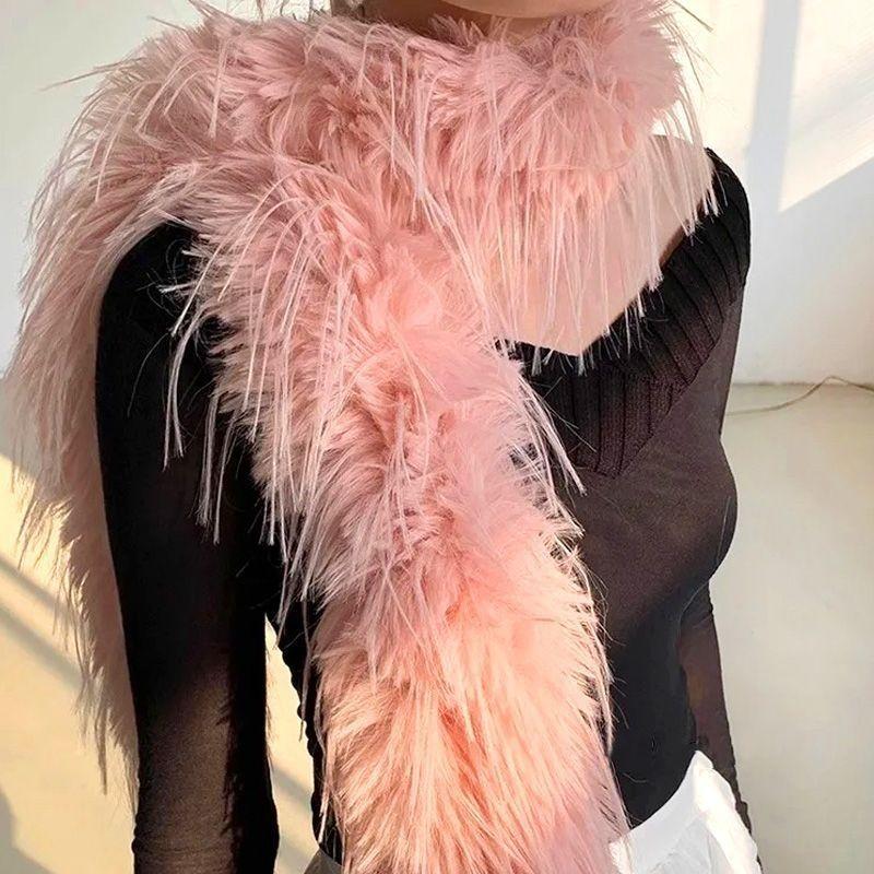 Plush Tassel Scarf Spring and Winter Thickened Ostrich Feather Plush Shawl with Fluffy Scarf Encryption Shawl