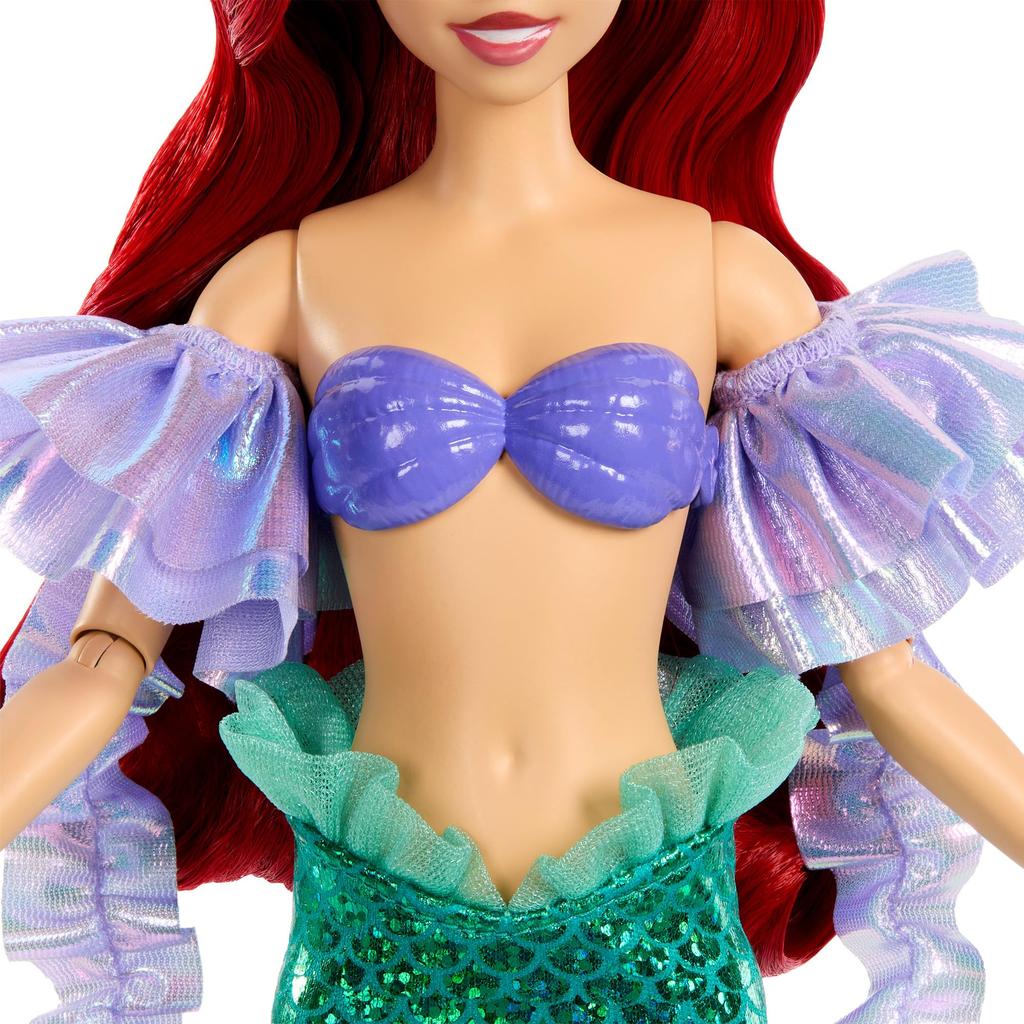 Mattel Disney Princess Ariel Deluxe Doll JLK25, Sparkling Mermaid Tail with Red Hair, Ages 4 and up, New