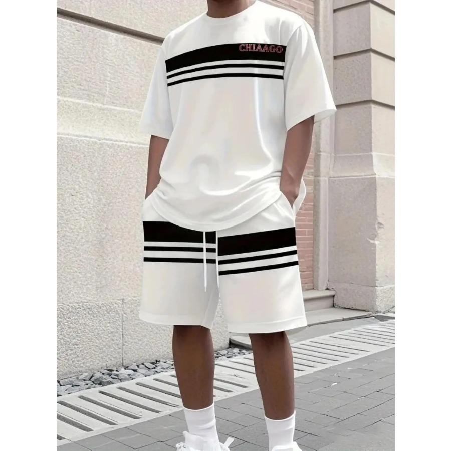 

2025 New Men s Short Sleeve Set Personalized Graffiti Printed Shorts Set Outdoor Urban Trend Short Sleeve Top Shorts Casual Shor 6XL