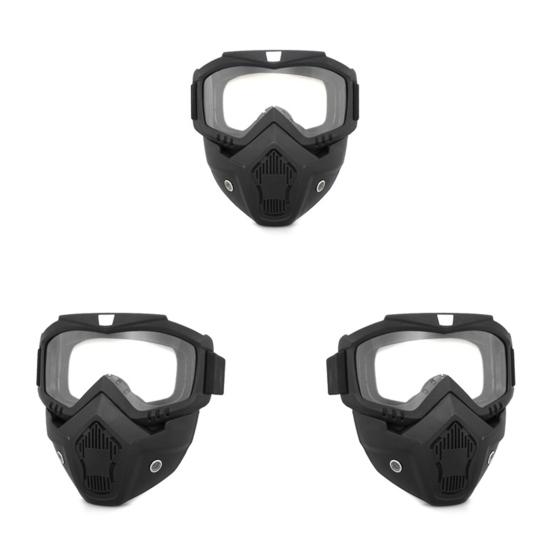 2Pcs Outdoor Cycling Goggles with Detachable Face Guard UV Protection Windproof Men Skiing Snowboarding Motorcycle Bike Sports Glasses