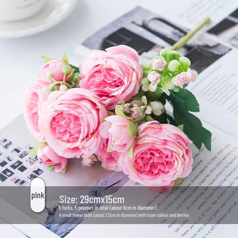 

Искусственный белый пион Букет Ваза Украшение для дома Свадьба Имитация Шелковый цветок розовый