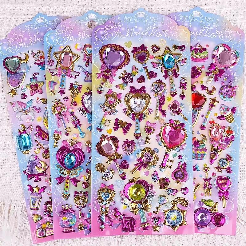 Children s 3D Crystal Sticker Gem Diamond Stickers Colorful Diamond Decor Handmade Paste Painting Laser Girl Princess