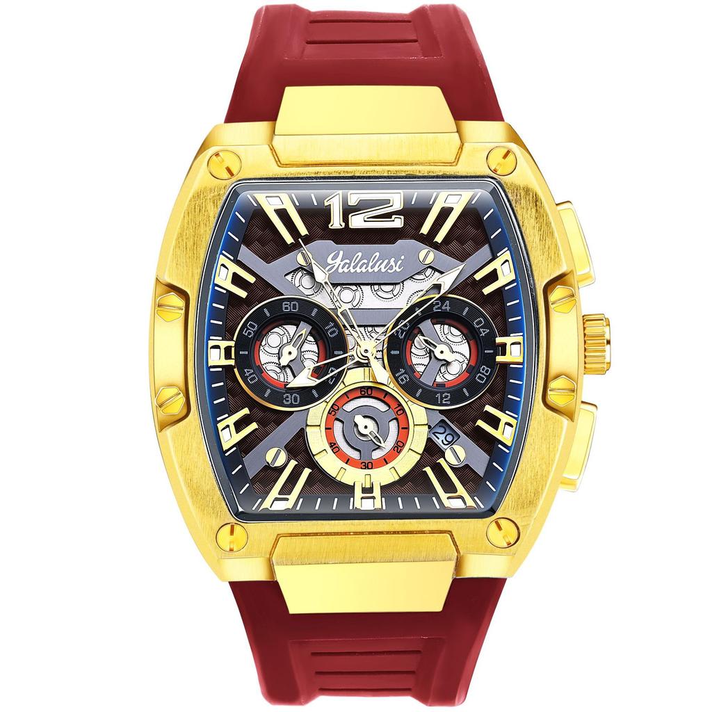 Wine Barrel Type Sports Men'S Watch Multi-Functional Waterproof Luminous Calendar Men'S Watch