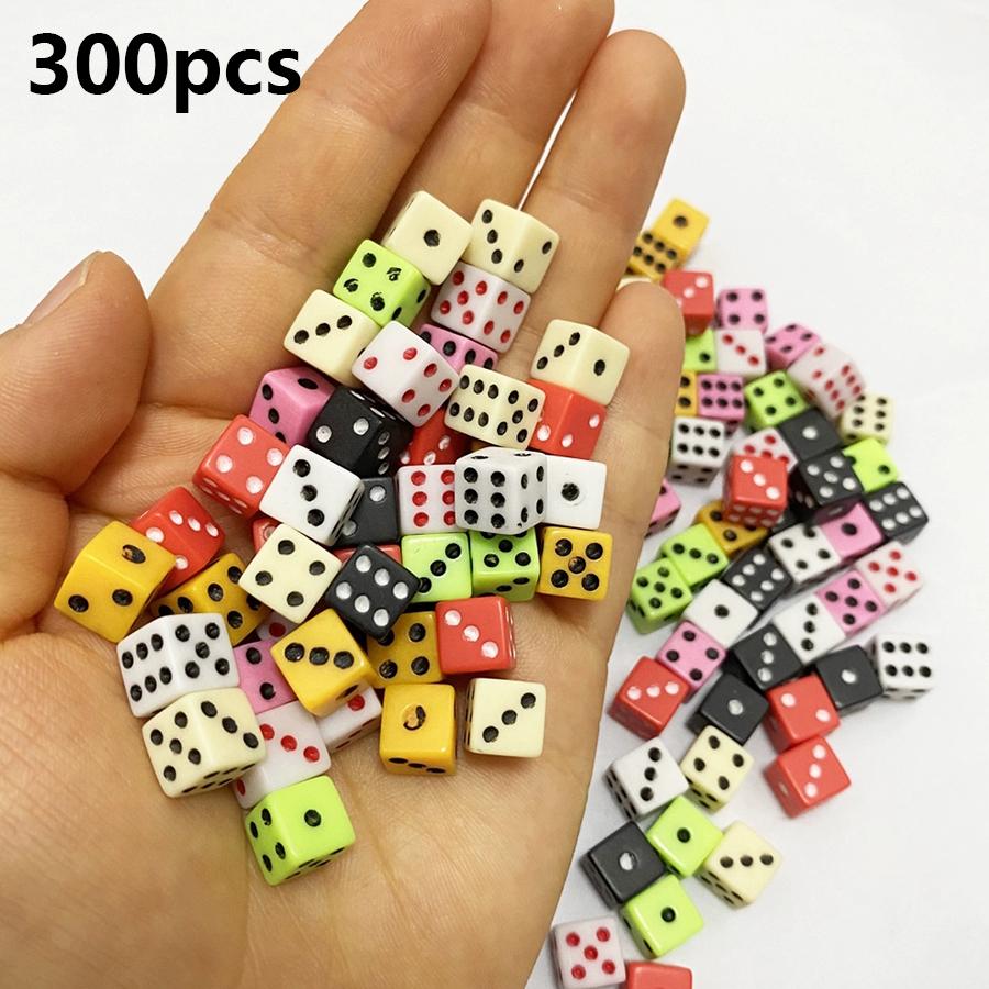 300pcs 8mm Six-Sided Dice Set White Black Green Colors Bulk RPG Dice for Tabletop Games D&D Casino Nights and Party Favors JXB