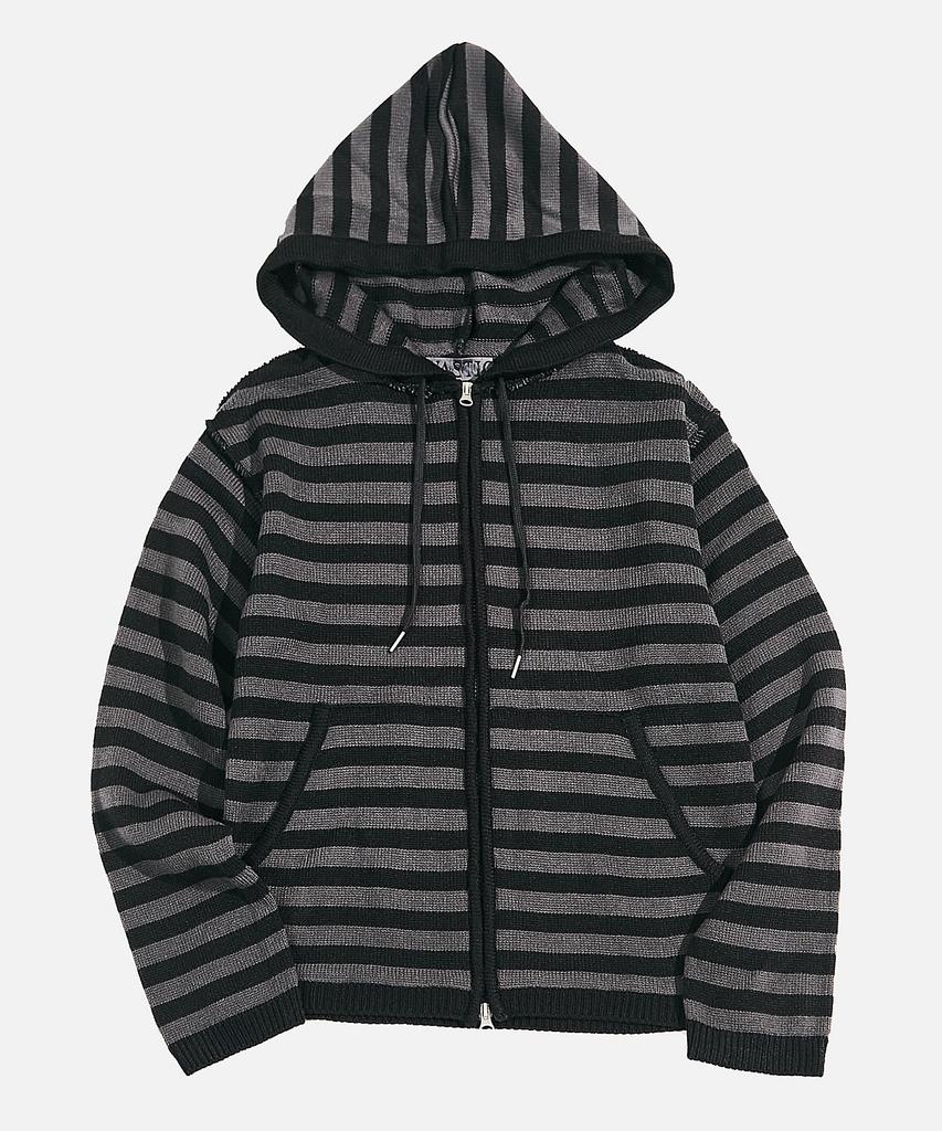 VASTIC S / T Knit Zip-Up Hoodie_Black/Gray