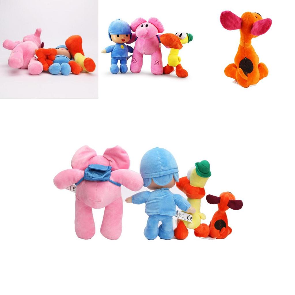 Adorable Set Of 4 Pocoyo Elly Pato Loula Soft Plush Stuffed Figure Toy Dolls For Kids