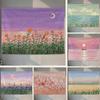 Oil Paining Tapestry Field Lakeside Scenery Tapestry Exquisite Wall Hanging Decoration Home Living Room Bedroom Decoration
