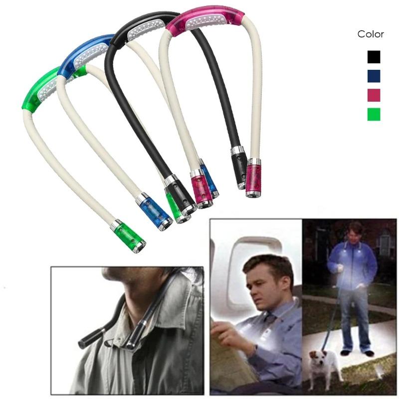 5-1PCS LED Night Light Flexible Handsfree Hug Neck Reading Book Lights Bent Adjusted Freely Flashlight Battery-powered Lamps