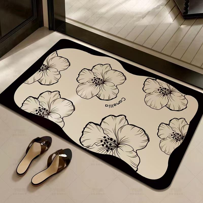 French Style Light Luxury Diatomaceous Earth Mat Small Fragrance Style Bathroom Mat Entrance Door Mat Bathroom Water-Absorbing Foot Mat