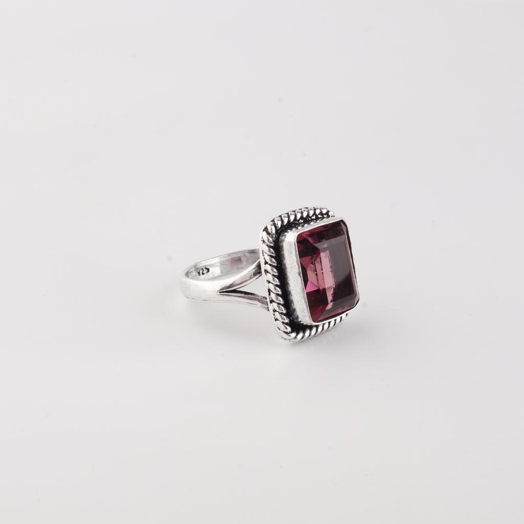 Piedra Preciosa Rodolita Plata de Ley 925 Joyería para Mujer Anillo de Boda Hecho a Mano RR-71-5