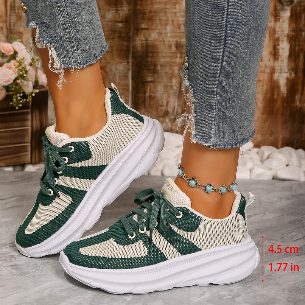 Mode Neue Damen-Vulkanisierschuhe Runde Zehenpartie Flache Schuhe für Damen Schnürschuhe Plateau Damen Sport Outdoor Lässig Low Top Air Mesh Schuhe
