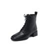 2024 Herbst Neue Damenstiefel aus echtem Leder Retro Damenschuhe Eckige Zehenpartie Klobiger Absatz Einfarbig Chelsea Boots Winter Damenstiefel