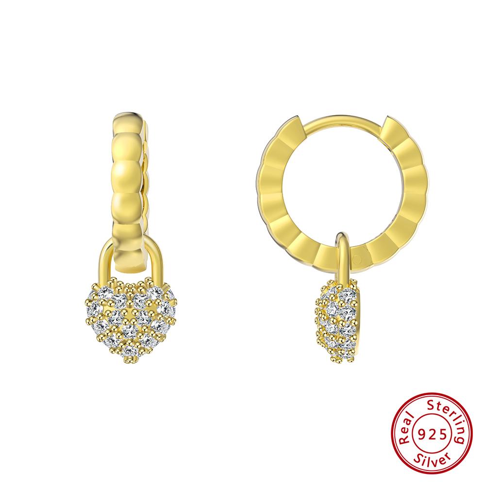 

Effie Queen 925 Sterling Silver 14k Gold Heart Shaped Zirconia Dangle Earrings Romantic Jewelry for Women, Girl Birthdays SE385