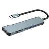 USB C HDMI PD 100W Schnelle USB-Daten SD- und TF-Kartenleser HDMI Typ C Arbeit ohne Einrichtung Kompatibel mit MacBook iPad Surface und Grau Acht-Punkt-Hub,