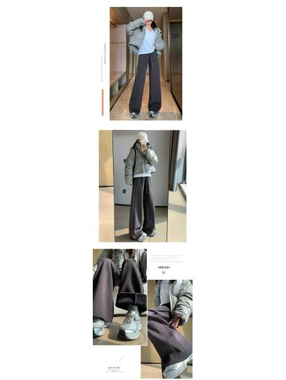 Women's Off-White High-Waisted Wool Wide-Leg Pants - Autumn/Winter 2025, Warm Slimming Floor-Length Casual Trousers
