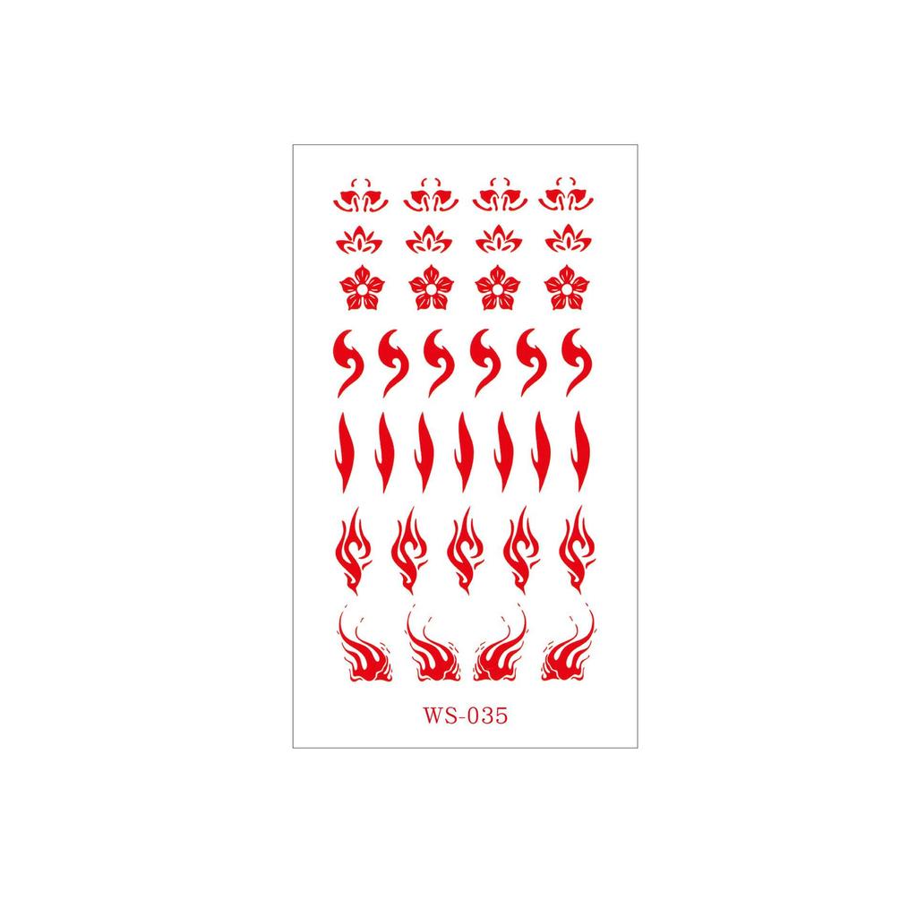 Waterproof Floral Forehead Tattoo Sticker for Women & Children - Ancient Costume Fairy Hanfu & Bride Red Stickers