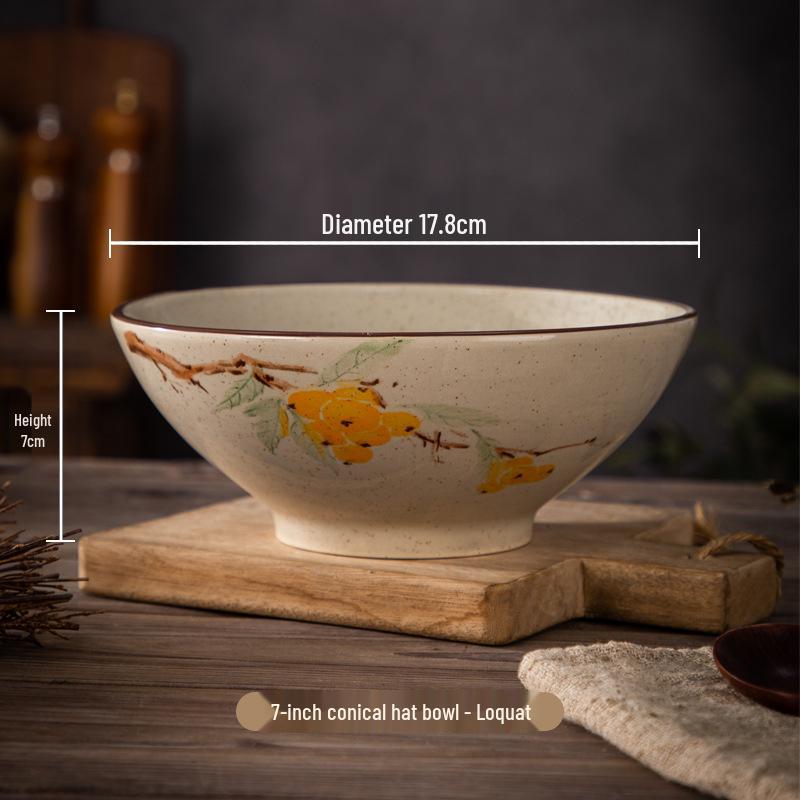 Vintage Ink Wash Ceramic Dòulì Noodle Bowl - High-Footed Underglaze Tableware for a High-End, Unique Feel.