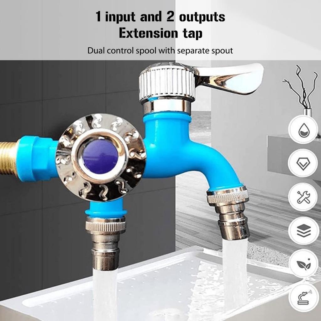 Multifunctional Toilet Water Tap One-in-two-out Water Stopper Faucet Wall Mounted Double Water Outlet Faucets Plastic Home Use