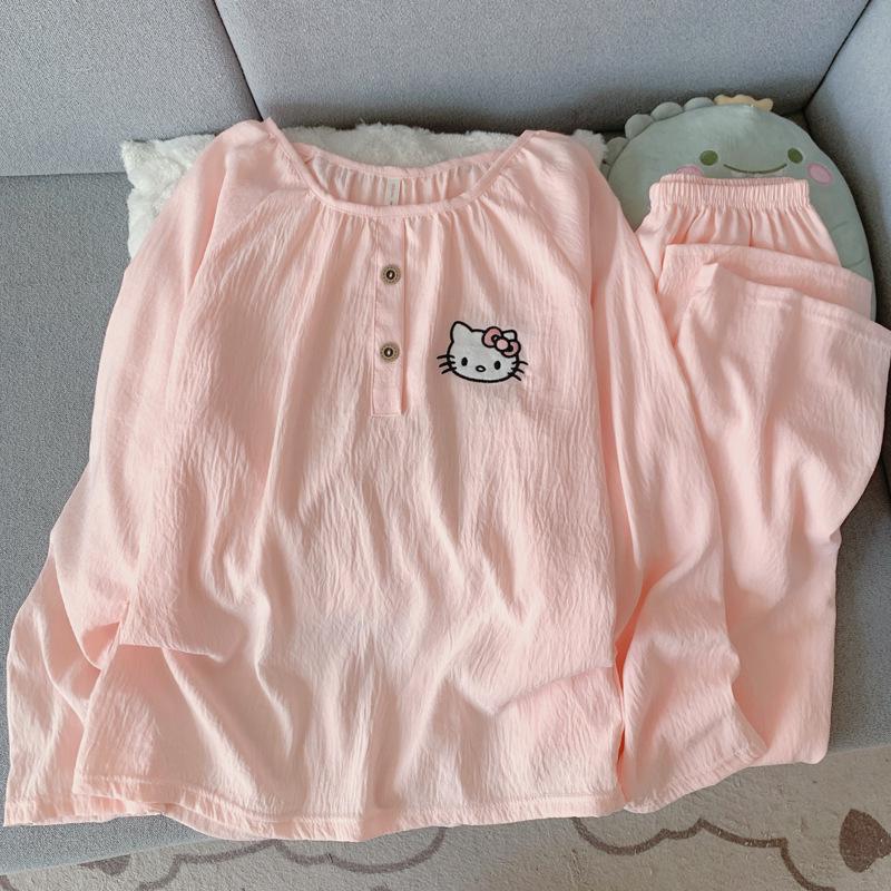 Women's Cloud Cotton Crew Neck Pajamas: Long Sleeve Pants Set for Autumn/Winter 2025