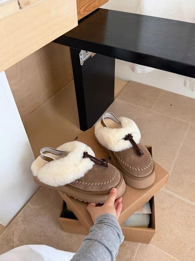 Autumn new  comfortable flat bottom round head one pedal comfortable kegate slippers fluffy shoes flip fur