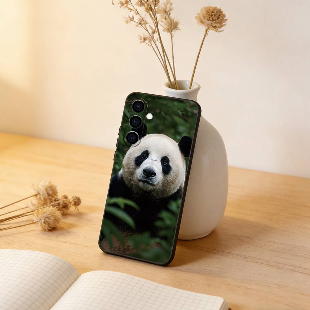 

Animal Panda Phone Case Black Silicone Soft For Samsung Galaxy A73,A72,A71,A70,A53,A52,A51 Samsung a21