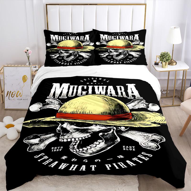 Pirate Skull Mugiwara Hat Print 3Pcs Bedding Setduvet Cover With 2 Bedropillowcase Home Birthday Gift