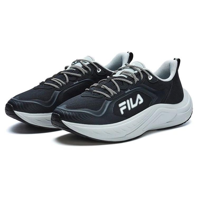 Fila Wolf Sapatos de Corrida Casuais de Cano Baixo Confortáveis de Couro Sintético Leve Mulher tênis Preto Cinza A12W241233FSH