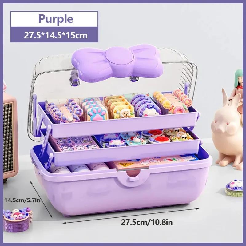 Коробка для хранения аксессуаров симпатичная детская заколка для волос бижутерия косметическое хранилище для игрушек настольный пылезащитный чехол для органайзера с крышкой фиолетовый 9453₽
