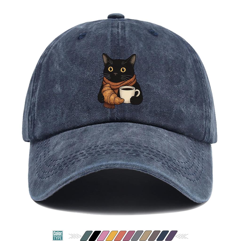pc Worker Cat Pattern Printed Baseball Cap Vintage Illustration Style Design Trucker Hat Comfortable and Breathable Stylish