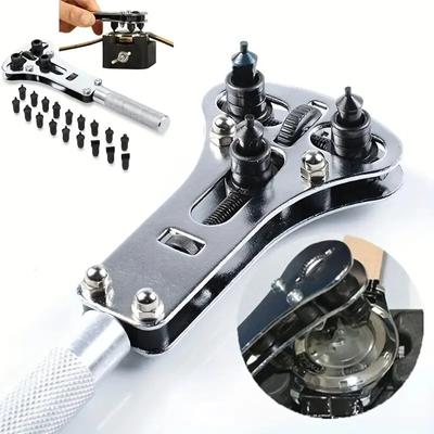Uhrengehäuseöffner mit 3 Krallen, verstellbarer Schraubenschlüssel zum Entfernen der Rückseite der Uhr, Reparaturwerkzeug, Wartungsset für untere Abdeckung, hintere Abdeckung, Batterie ersetzen