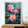 5d DIY Diamond Painting Cross Stitch Pink Lotus Flowers Diamond Embroidery Mosaic Full Round Drill Home Decor