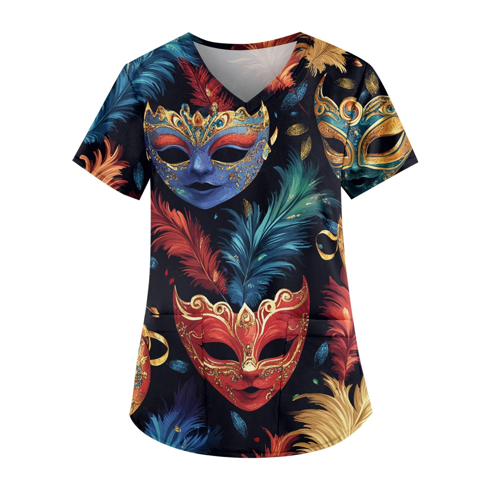 

Жіночі модні повсякденні топи з принтом і захисний робочий одяг із V-подібним вирізом XL Кіновар