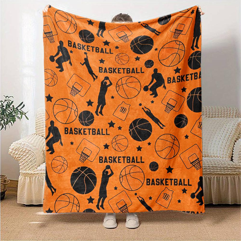 basketball Theme Printed Blanket - Perfect for Couch, Bed, Travel & Outdoor Use | Machine Washable, Cozy & Durable.