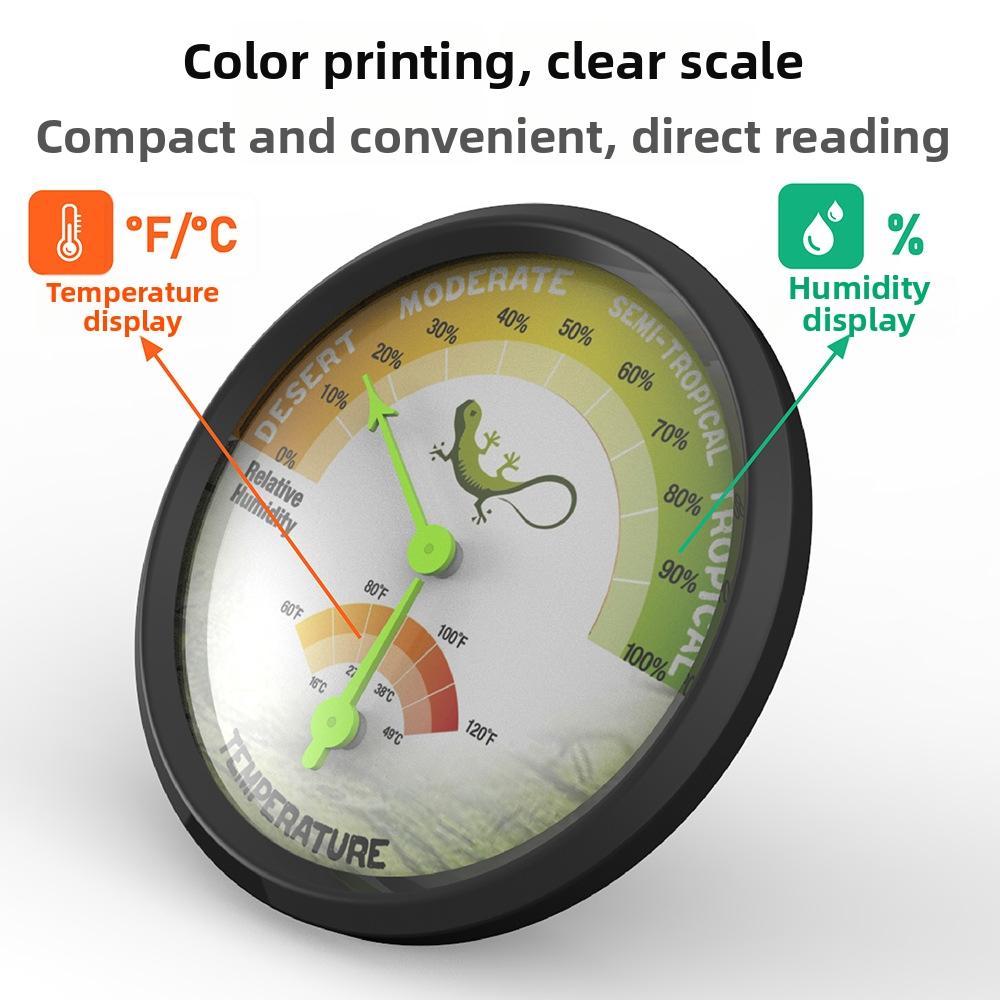 1-2pc Lizards Reptile Thermometer & Hygrometer with Suction Cup & Tape, NO-Battery, Terrarium Thermometer Pet Rearing Box