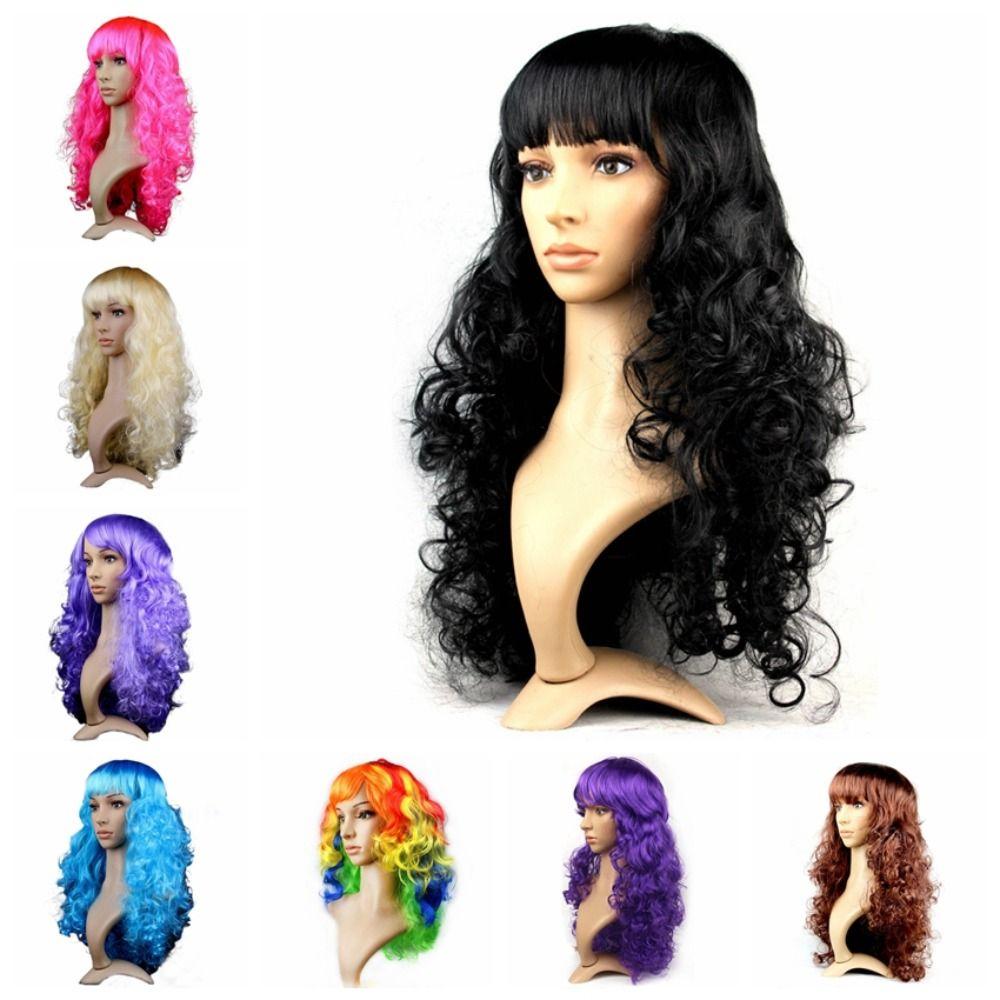 Dress Up Carnival Long Wig Funny Lady Colored Wig Cosplay Party Curly Hair Birthday Party
