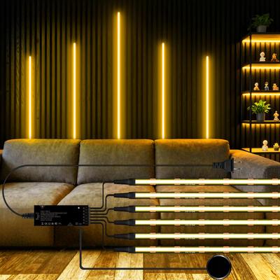 Grelha de Madeira de Nogueira Painel de Parede Acústico Cortina Tira de LED Preta Placa de Circuito Impresso Kit COB Dimerizável por Toque Para Armário Decoração de Luz de Fundo de TV