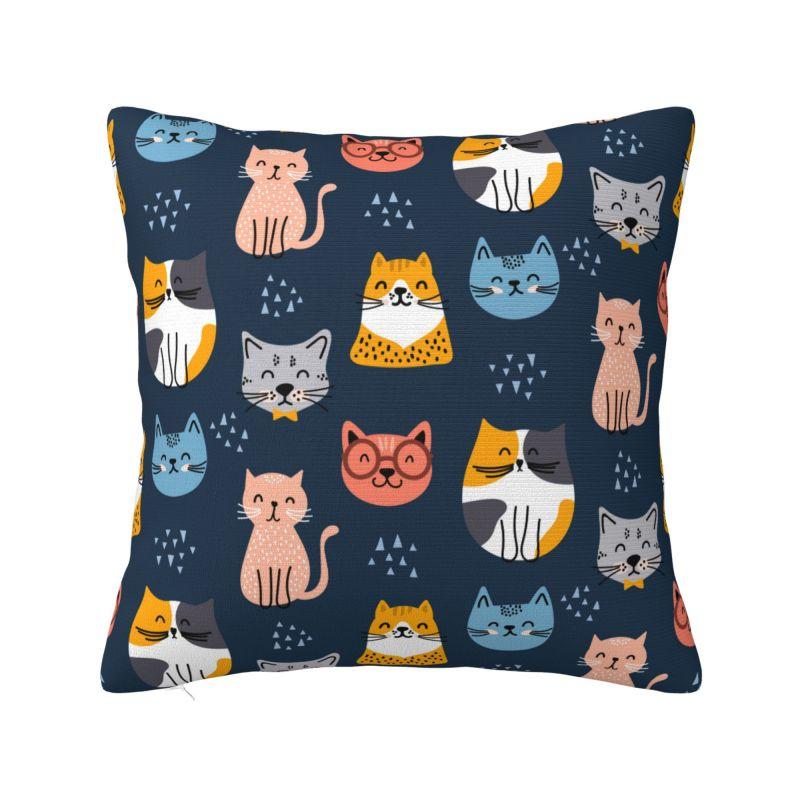 Colorful Cartoon Kitten Cat Throw Pillow Case Home Decorative Luxury Cushions Cover For Sofa Car Square Polyester Pillowcase